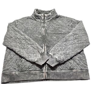 Jane + Delancey Quilted Zip Jacket Mineral Wash Green Grey Layering Jacket XL